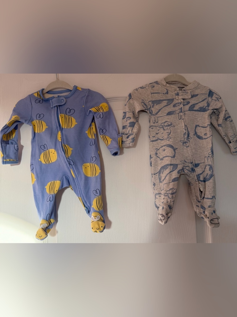 Carter's Farm & Bee-Print Footed One-Piece Set